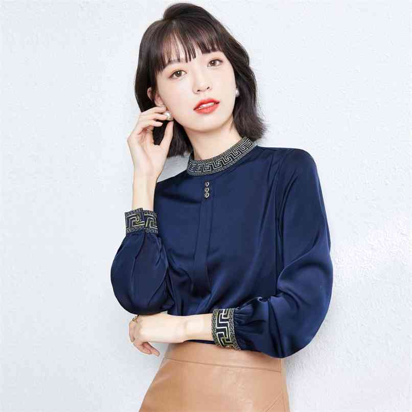 Fashion long-sleeved chiffon shirt women spring women's retro embroidered blouse 210520, Blue
Fashion long-sleeved chiffon shirt women spring women's retro embroidered blouse 210520, Blue