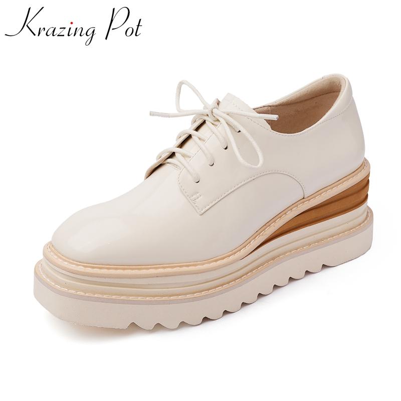 Dress Shoes Krazing Pot 2021 Comfortable Cow Leather Lace Up Platform High Heels Wedges Casual Spring Beauty Lady Cozy Women Pumps L86, Black
Dress Shoes Krazing Pot 2021 Comfortable Cow Leather Lace Up Platform High Heels Wedges Casual Spring Beauty Lady Cozy Women Pumps L86, Black