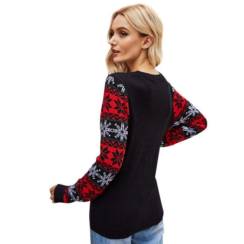 Ugly Christmas Jumper Sweater Autumn Winter New Santa Claus Jacquard Knitted Pullover Sweaters Tops For Women Fashion 210413
