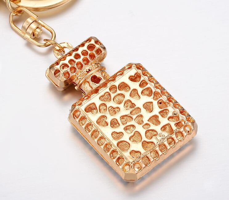 Alloy Key Rings Rhinestone Crystal 3 Colors perfume Bottle Shape Pendant Car Handbag Key Holder Party Gifts GC810