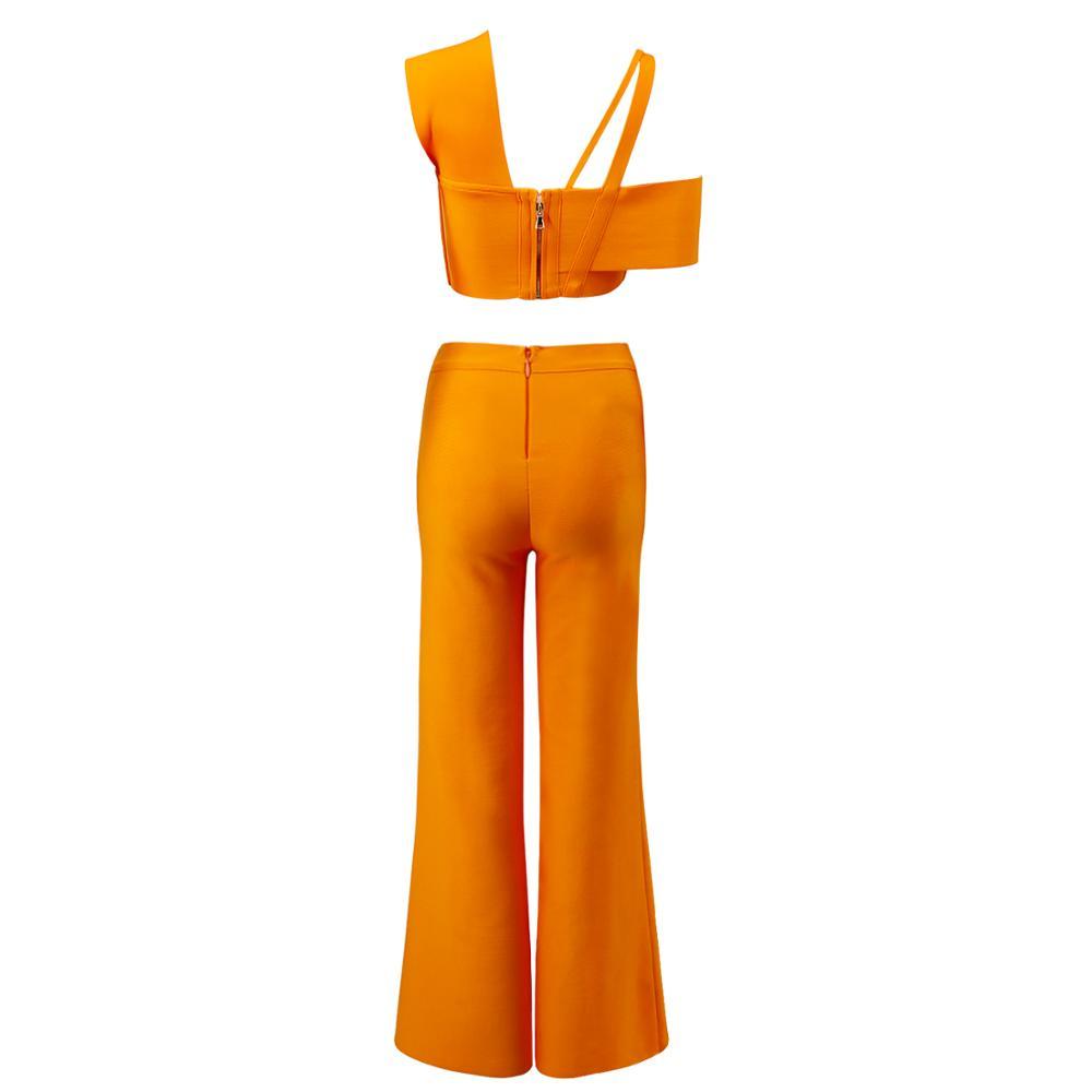 Bandage Women Set Suits Fashion Party Club Summer 2 Piece Short Top Flare Pants Two Outfits 210515