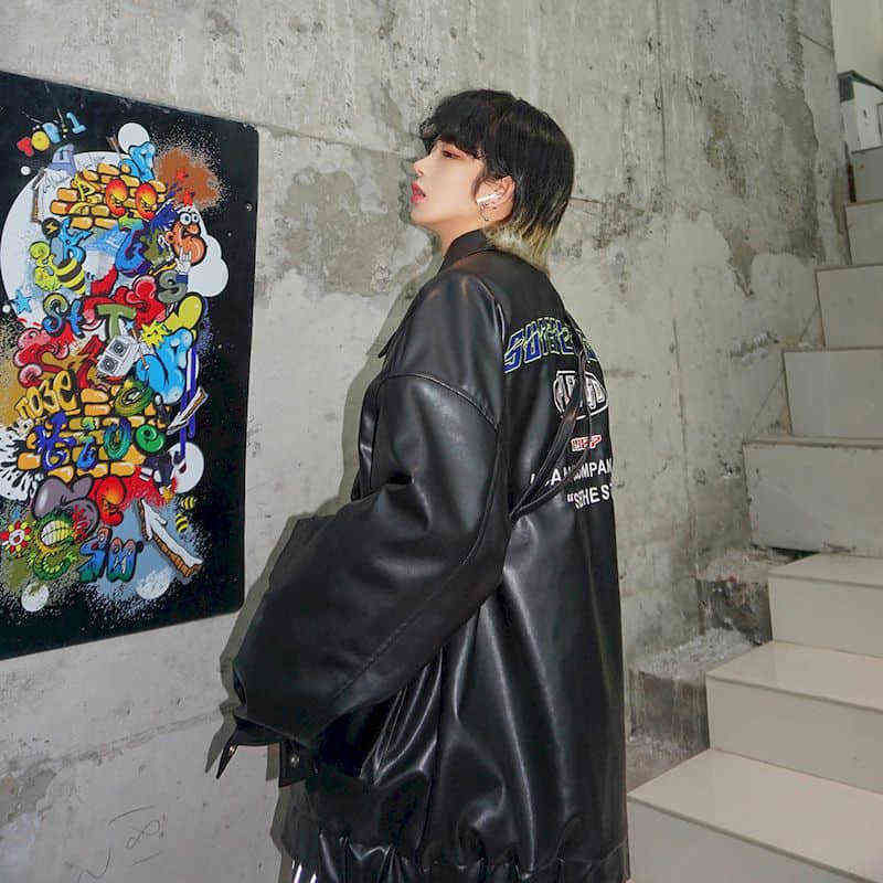 Motorcycle Leather Men's Flight Suit Jacket 2022 Spring Autumn Korean Style Trendy Handsome Loose Soft Winter Women's Jacket 220124