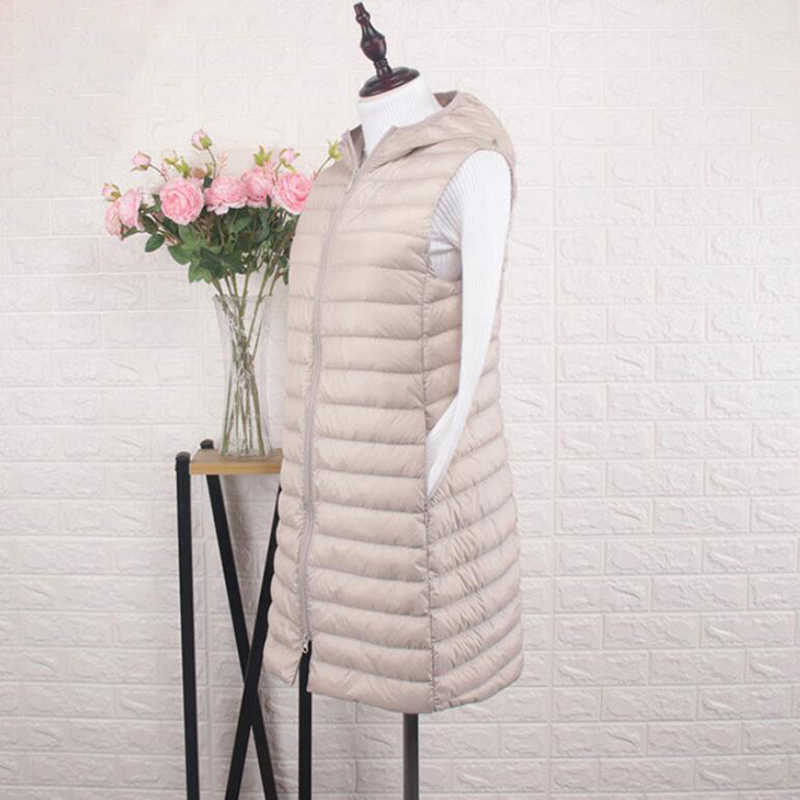 SEDUTMO Winter Plus Size 3XL Womens Down Coat Long Hooded Vest Ultra Light Waistcoat Autumn Slim Jacket Parkas ED915 210819