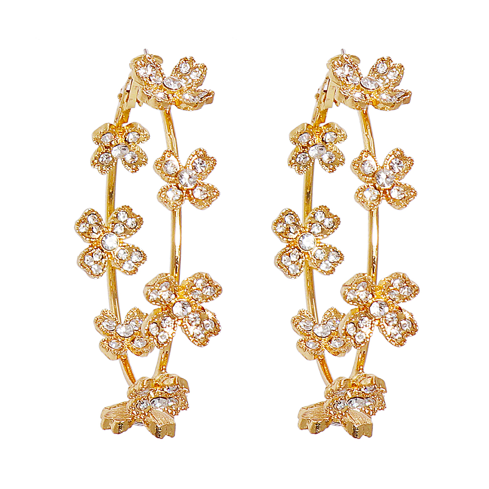 Dangle & Chandelier vTrend Strange Design Geometry Earrings For Women Exquisite Rhinestone Gold Chic Temperament Girl Accessories First Choice