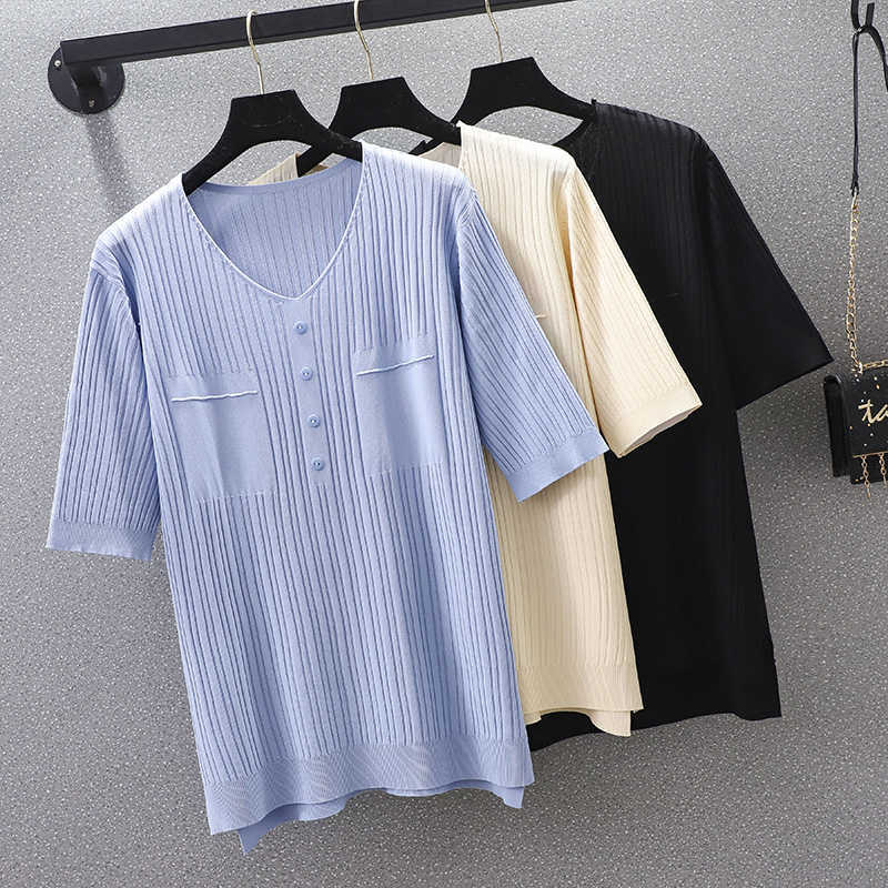 M-4XL plus size women loose thin kintting t-shirt top Summer short sleeve v neck button Oversized sweater pullover 210604, Apricot
M-4XL plus size women loose thin kintting t-shirt top Summer short sleeve v neck button Oversized sweater pullover 210604, Apricot