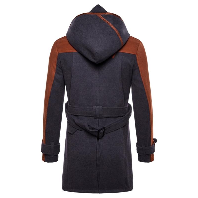 Men Winter Cashmere Overcoat Warm Double Breasted Hooded High Quality 2021 Wool Trench Coat Belt Long Overcoats Men's & Blends