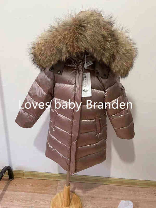 Children Girl boy Winter real fur thickened down jackets 90 Long Coat jacket overcoat 1-12Y baby kids clothing -30 outwear 211203