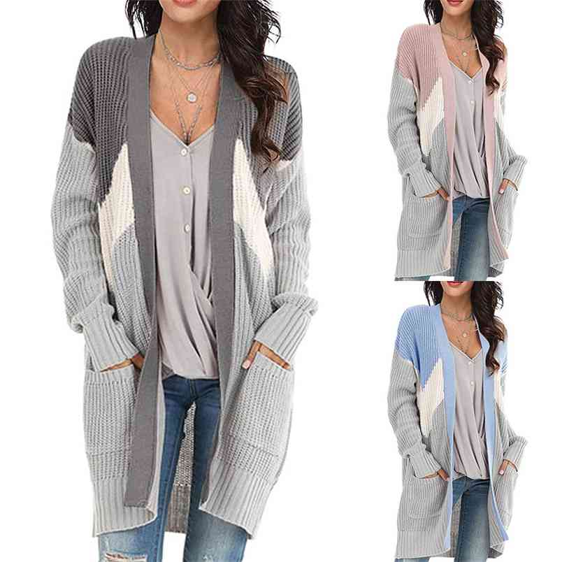 Winter Casual V-Neck Long Cardigan for Women Autumn Patchwork Sleeve Pocket Knitted Sweater Womens Cardigans Kobieta Swetry 210604, Pink
Winter Casual V-Neck Long Cardigan for Women Autumn Patchwork Sleeve Pocket Knitted Sweater Womens Cardigans Kobieta Swetry 210604, Pink