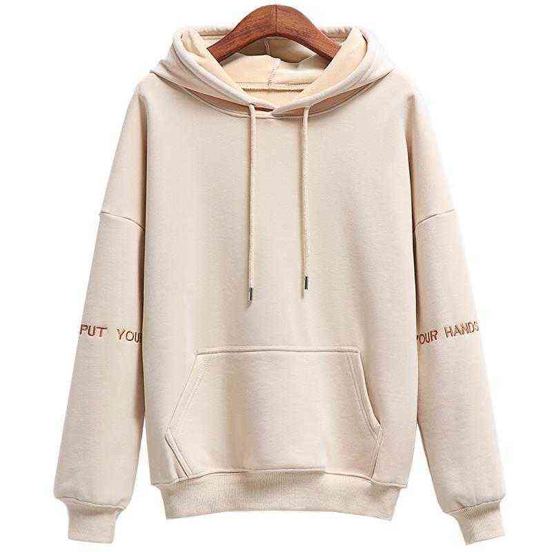 Hooded Sweatshirts Thick Fleece Hoodies Autumn Moletom Feminino Korean Fashion Female Coat Winter Sudaderas Pullovers Tops 211109