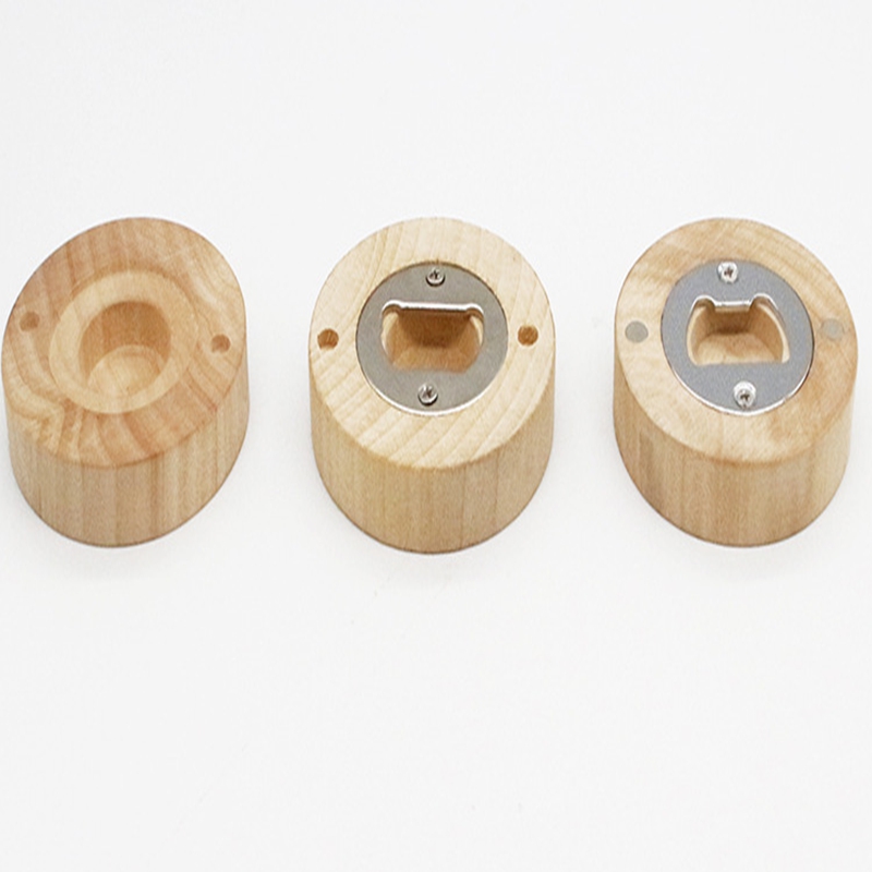 Can customize Engraving logo Blank DIY Wooden Round Shape Bottle Opener Coaster Fridge refrigerator Magnet Decoration