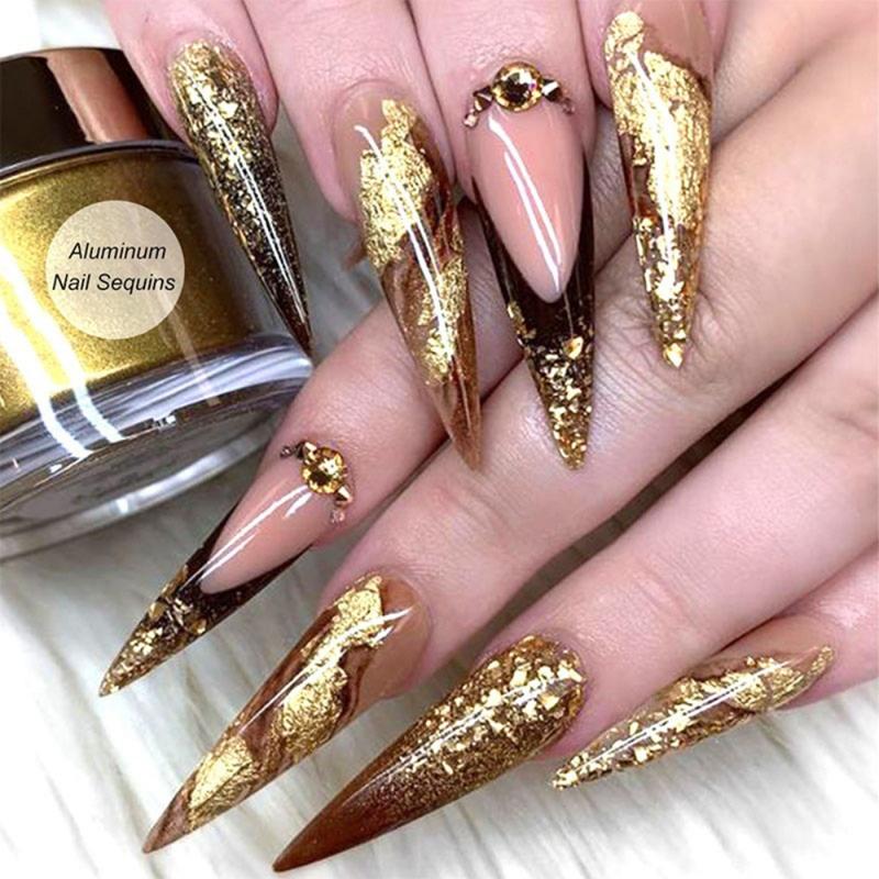 Gold Silver Red Colorful Nail Art Foil Paper Irregular Aluminum Nails Sticker Manicures Glitter Gel Polish Fingernail Decoration