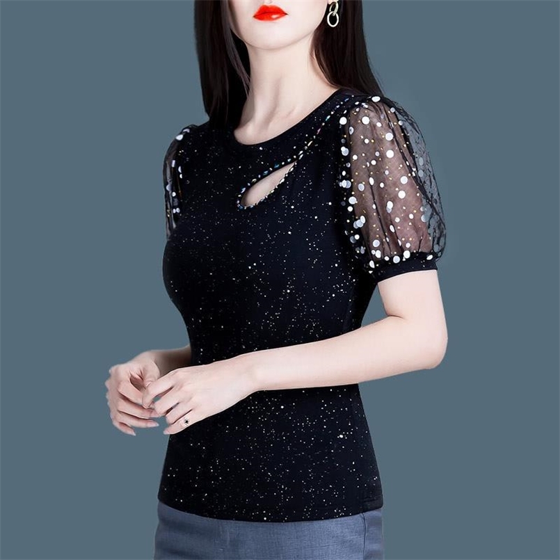 Women's Spring Summer Style Tees Elegant O-Neck Hollow Out Polka Dot Short Sleeve Casual Tops SP1202 210708, Black
Women's Spring Summer Style Tees Elegant O-Neck Hollow Out Polka Dot Short Sleeve Casual Tops SP1202 210708, Black
