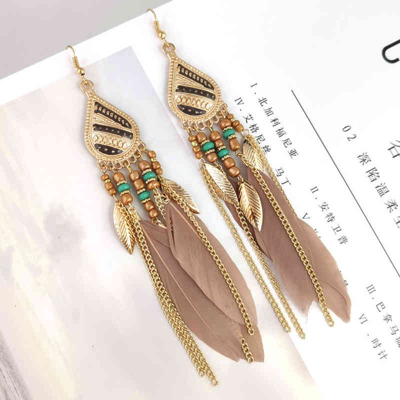 Charms Ear Stud Clip Rings Court National Temperament Versatile Bohemian Simple Feather Female Accessories