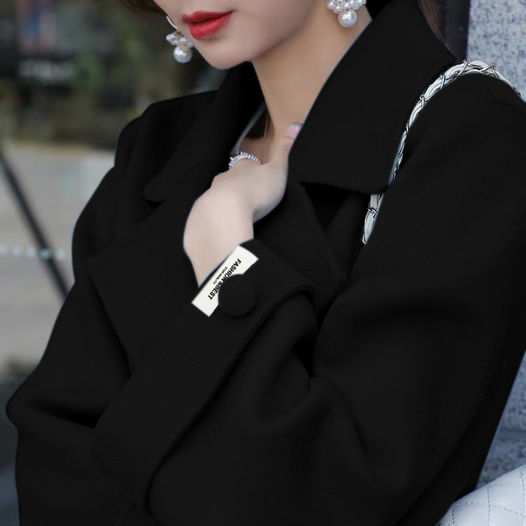 Wonder Winter solid women Double-Sided Wool coats sashes turn down collar elegant female A-line 210510