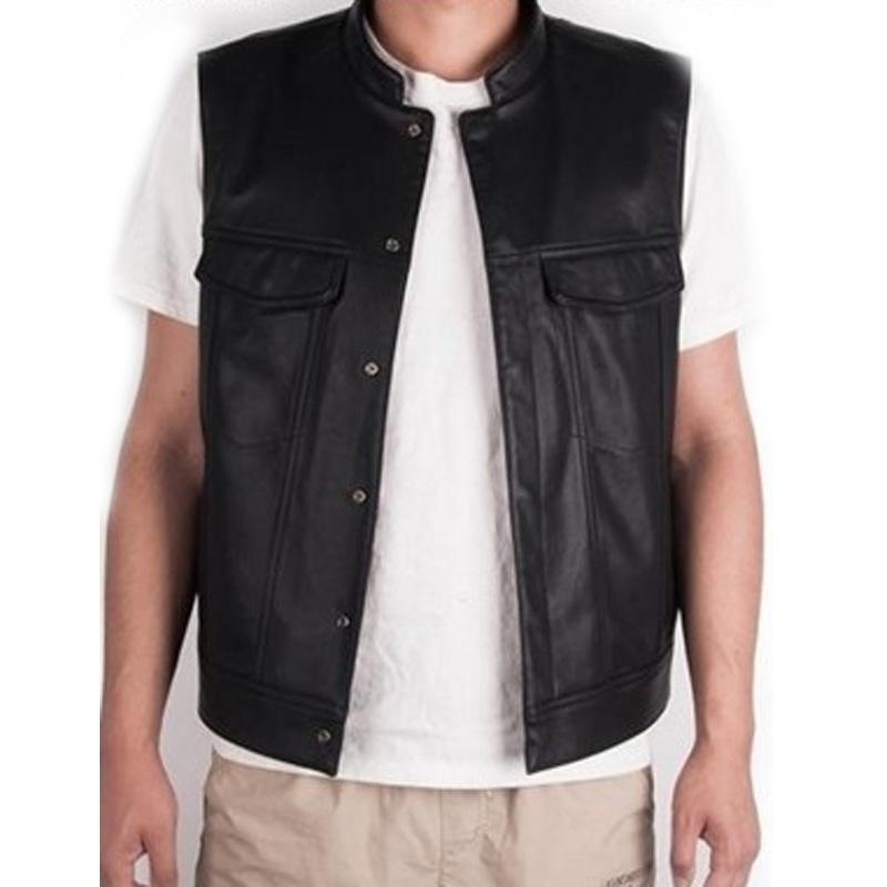 Men039s Vests Men Vest Black Biker Motorcycle Hip Hop Waistcoat Male Faux Leather Punk Spring Sleeveless Plus Size Loose Casual6924148