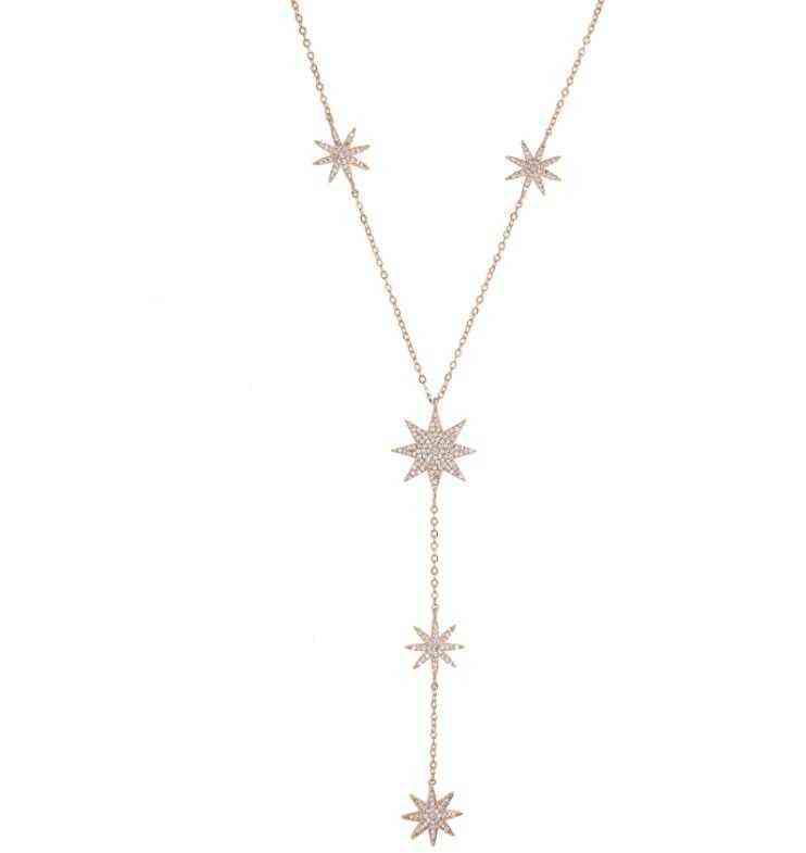 style sexy star charm y shape long necklace for women lady tiny chain wedding necklace in gold silver color Y necklace 211123