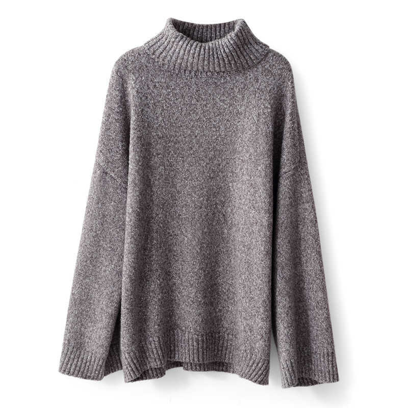 Turtleneck Pullover Sweater Winter Women Causal Solid Thick Loose Warm Female Knitted 11840245 210527