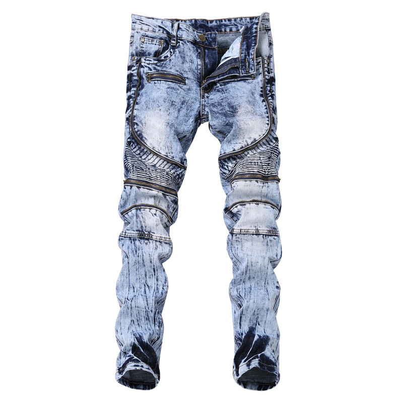 Men's Shorts Fashion Style High Street Motorcycle Pants Pleated Slim Stretch Elastic Foot Multi Zip Jeans RS0D, Blue
Men's Shorts Fashion Style High Street Motorcycle Pants Pleated Slim Stretch Elastic Foot Multi Zip Jeans RS0D, Blue