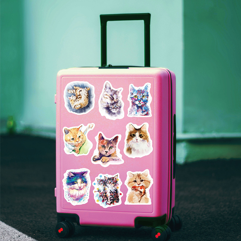 Watercolour Animal Guitar Stickers Cartoon Cute Cats DIY Graffiti Decals For Motorcycle Car Luggage iPad Phone Games Skateboard Notebook Toys Gift Dec