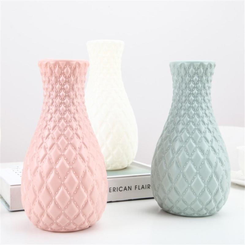 Plastic Flower Vase Decoration Home White Vases Imitation Ceramic Pot Nordic Style Basket