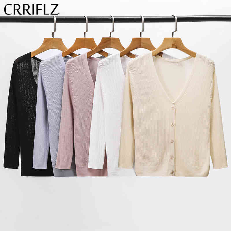 Summer Thin Knitted Cardigans Sweater Women Solid V-neck Pullovers Top Office Lady CRRIFLZ 210520, Gray
Summer Thin Knitted Cardigans Sweater Women Solid V-neck Pullovers Top Office Lady CRRIFLZ 210520, Gray