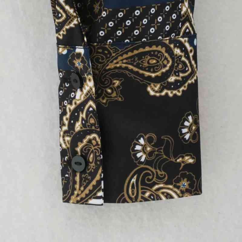 Women Vintage Patchwork Printing Sashes Midi Shirt Dress Female Long Sleeve Clothes Casual Lady Loose Vestido D6911 210430Z