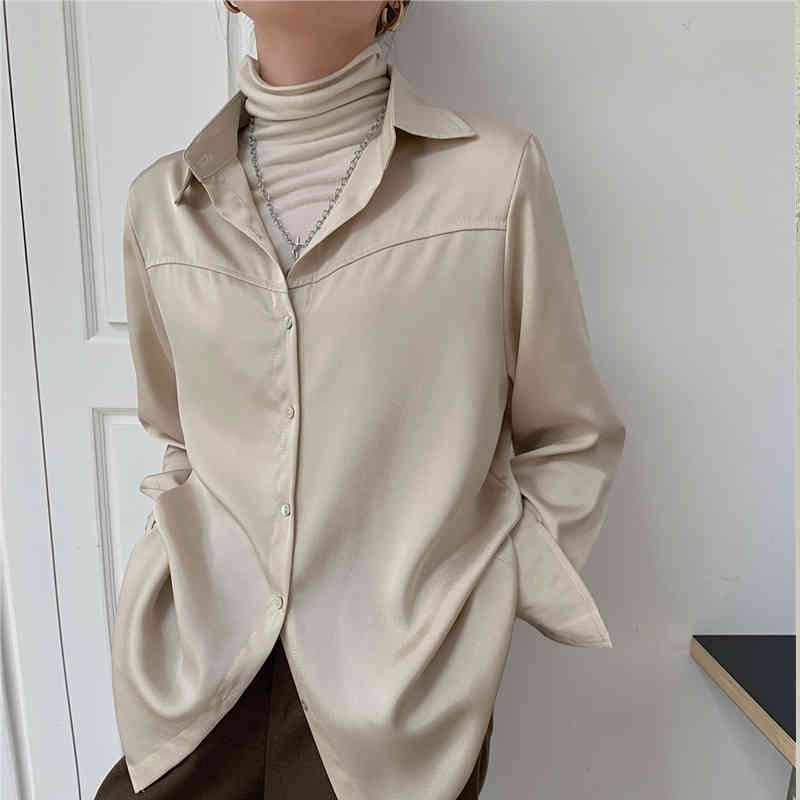 Korea Loose Chiffon Women Blouse and Tops Casual Vintage Lantern Sleeve Female Shirt Apricot White Button Clothing 13170 210508
