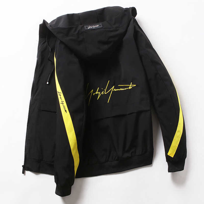 Men's Jackets Autumn embroidery Patchwork Streetwear Casual Waterproof Outwear Hooded Breathable Windbreaker Jacket Male 4XL 210818