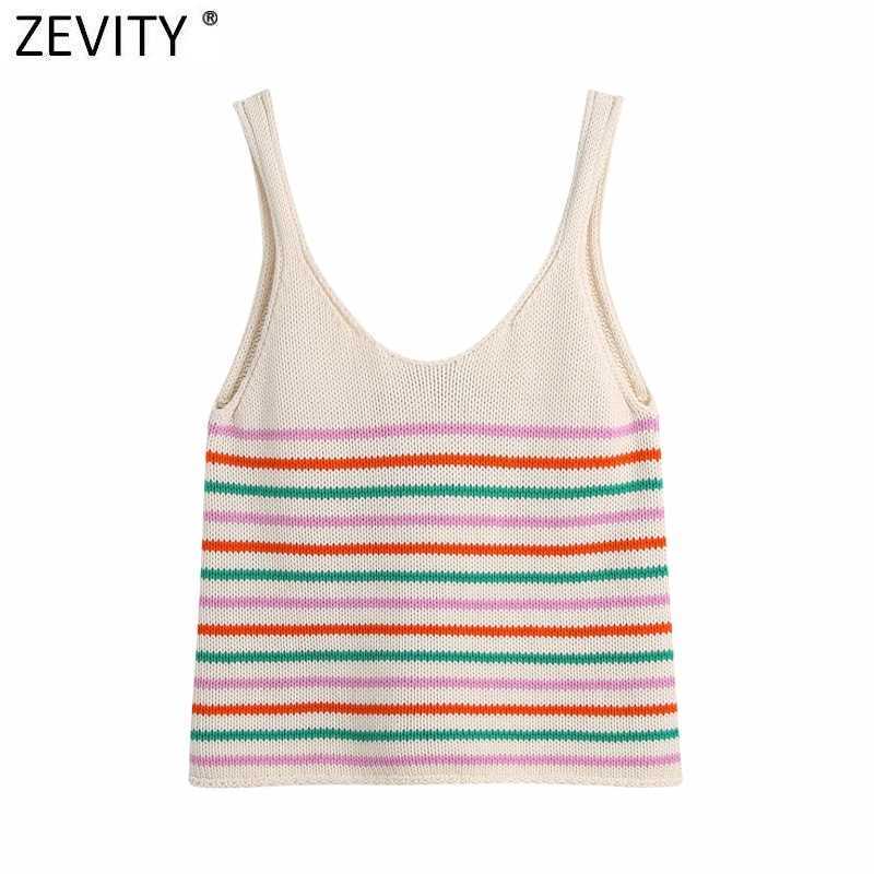 Zevity Women Fashion V Neck Colorful Striped Knitted Sling Sweater Femme Spaghetti Strap Casual Vest Chic Summer Tops LS9372 210603, Bb ls9372
Zevity Women Fashion V Neck Colorful Striped Knitted Sling Sweater Femme Spaghetti Strap Casual Vest Chic Summer Tops LS9372 210603, Bb ls9372