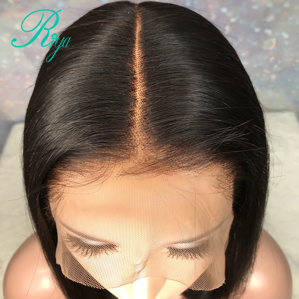 Middle Part Short Bob Lace Front Wig For Women With Baby Hair Jet Black Color Synthetic Wigs Natural Hairline