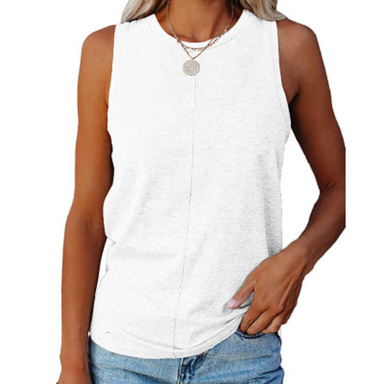 Summer Female Round Neck Sleeveless Loose Tanks Ladies Black Spandex Tank Top Streetwear Fashion 90s Women's Plus Size Clothing 210604