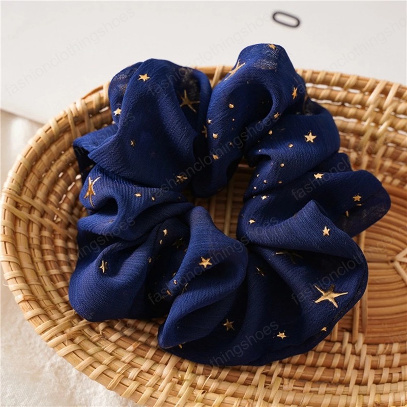 Shiny Star Chiffon Hair Scrunchies Women Elastic Rubber Hair Bands Girl Ponytail Holder Hair Accessories