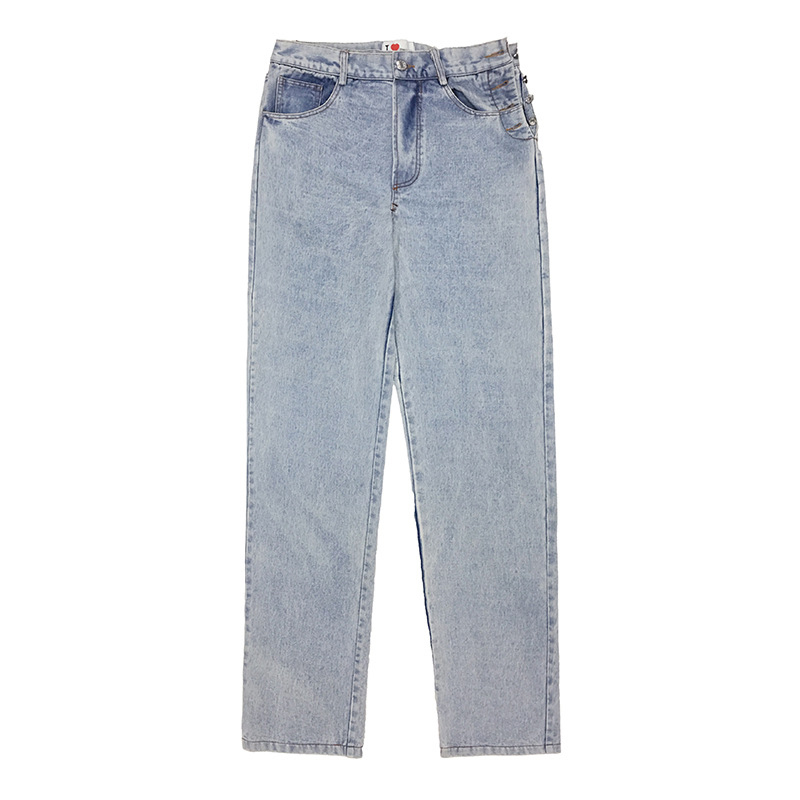 High Waist Wide Leg Blue Denim Long Asymmetrical Jeans Loose Women Trousers Fashion Spring Autumn 1DD6381 210512