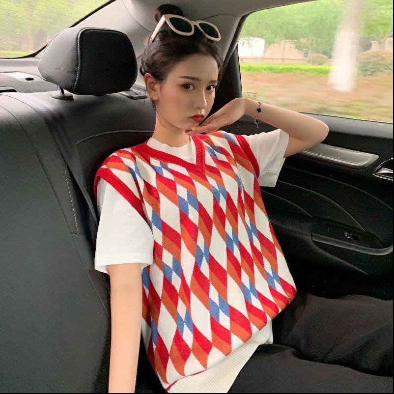 sleeveless pullover autumn korean womens sweater style vintage colorful argyle plaid v neck knitted vest red waistcoat t377, White;black
sleeveless pullover autumn korean womens sweater style vintage colorful argyle plaid v neck knitted vest red waistcoat t377, White;black