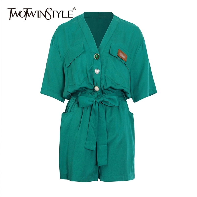 Casual Khaki Lace Up Bowknot Playsuit For Women V Neck Short Sleeve High Waist Loose Playsuits Female Clothing 210521
Casual Khaki Lace Up Bowknot Playsuit For Women V Neck Short Sleeve High Waist Loose Playsuits Female Clothing 210521