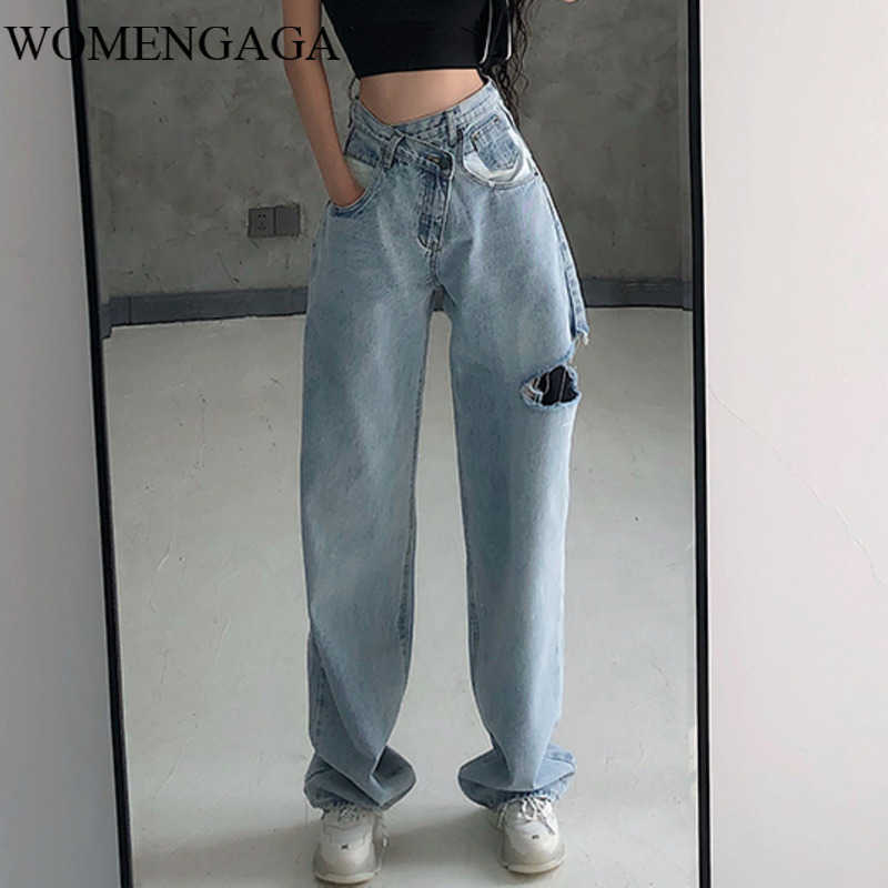 European hole ripped loose slim wide-leg pants straight irregular denim trousers jeans casual VH5Q 210603, Denim blue
European hole ripped loose slim wide-leg pants straight irregular denim trousers jeans casual VH5Q 210603, Denim blue