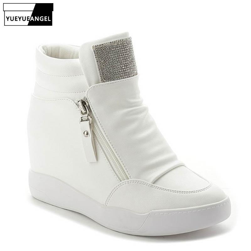 Fashion Women Hidden Heel Wedges Zipper Diamond High Top Joggers Female Trainers Sneakers Casual Pu Leather Thick Platform Shoes Dress, Black
Fashion Women Hidden Heel Wedges Zipper Diamond High Top Joggers Female Trainers Sneakers Casual Pu Leather Thick Platform Shoes Dress, Black