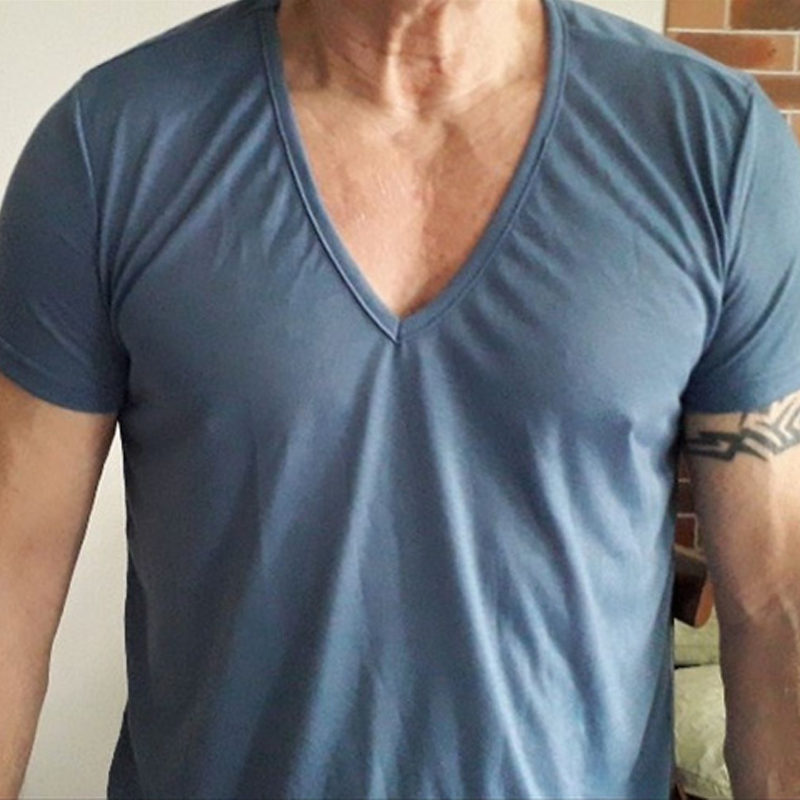 T Shirts Men Deep V Neck Short Sleeve Tshirts Summer Streetwear Casual Solid Slim Polyester Tees Gym Fitness Boxing T Shirt Tops