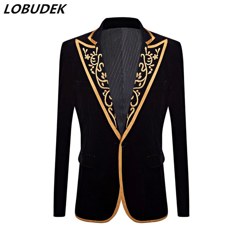 Vintage Black Velvet Embroidery Blazer England Style Royal Court Prince Wedding Groom Suit Jacket Men's Evening Party Singer Host Stage Costume
Vintage Black Velvet Embroidery Blazer England Style Royal Court Prince Wedding Groom Suit Jacket Men's Evening Party Singer Host Stage Costume