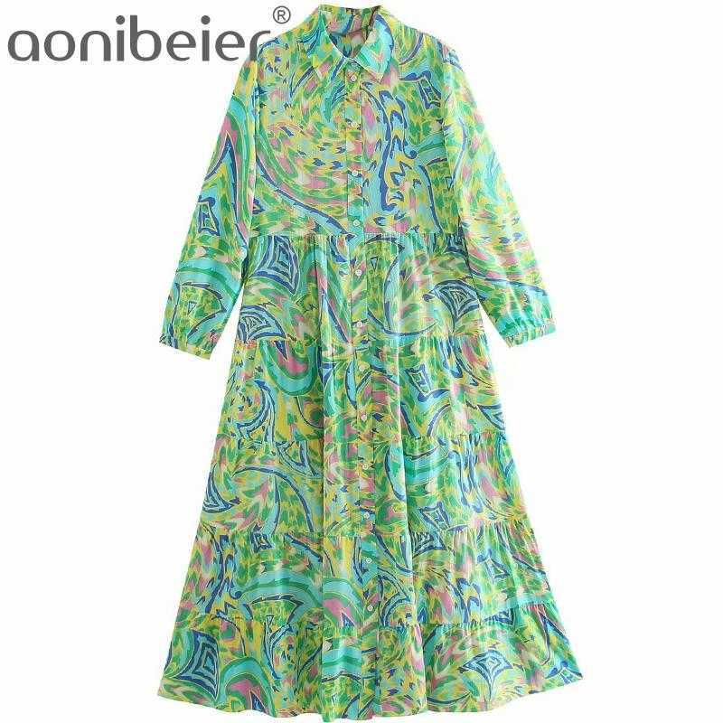 Printed Spring Summer Wrist Sleeve Ankle Length Women Shirt Dress High Waist Casual Tiered Loose Long Maxi 210604, 01
Printed Spring Summer Wrist Sleeve Ankle Length Women Shirt Dress High Waist Casual Tiered Loose Long Maxi 210604, 01