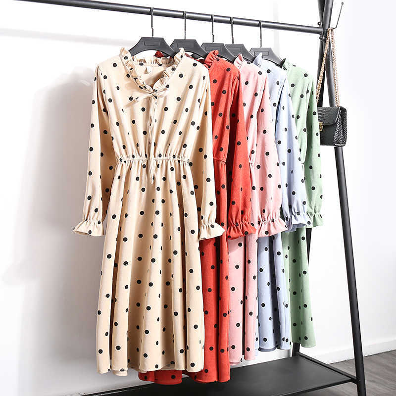 Midi Floral Ruffles Long Sleeve Office Vintage Polka Dot Autumn Winter Women Dress Vestidos 210526
Midi Floral Ruffles Long Sleeve Office Vintage Polka Dot Autumn Winter Women Dress Vestidos 210526