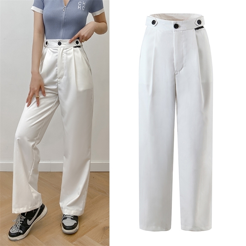 Women pants Spring Summer long trousers Fashion mid waist solid straight 210524, White
Women pants Spring Summer long trousers Fashion mid waist solid straight 210524, White