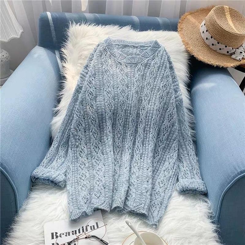 Women's Sweaters Lightweight Knitted Women Sweater Pullovers Autumn Loose Hollow Out Sweet Style Female Pulls Outwear Tops, Blue
Women's Sweaters Lightweight Knitted Women Sweater Pullovers Autumn Loose Hollow Out Sweet Style Female Pulls Outwear Tops, Blue