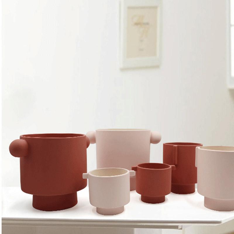 Nordic Ins Handmade Frosted Flower Arrangement Floral Container Artist Home Decoration Succulent Planting Pot Bonsai Vases