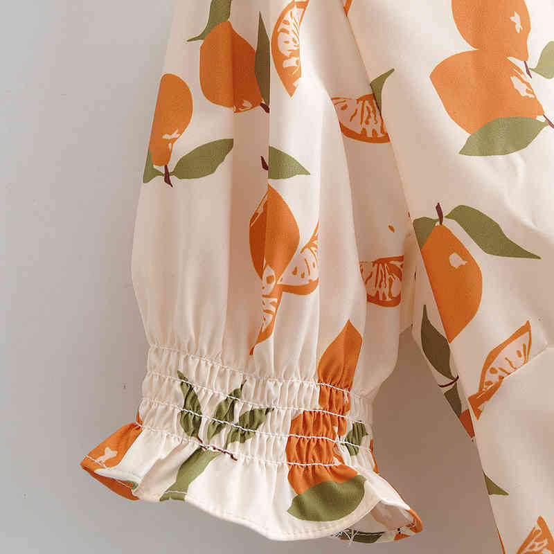 Women Lemon Print Dress Summer Ruffle V Neck Boho Beach Midi Ladies Short Sleeve A Line Casual Wrap es 210508