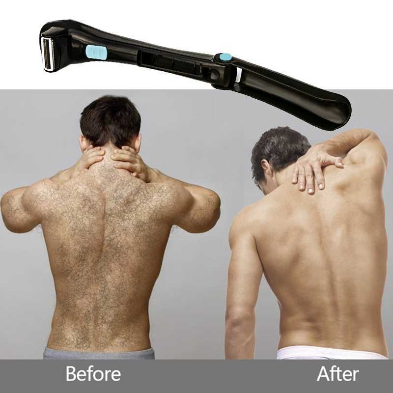 Men Shaving 180 Degrees Foldable Electric Back Hair Shaver Battery Manual Long Handle Hair Remover P0824
