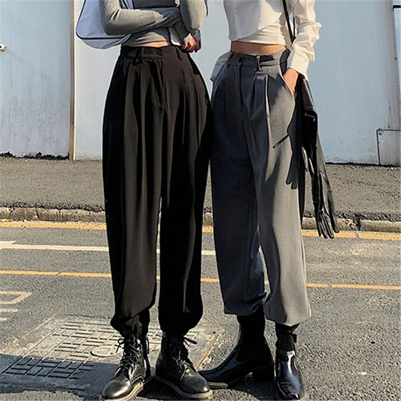 Spring Fashion Slim All Match Large Size Loose OL Streetwear Straight Pants Chic Gentle Casual Trousers 210421