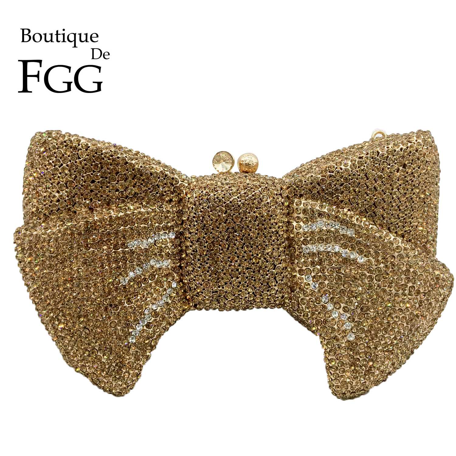 Boutique De FGG Novelty Women Bow Clutch Crystal Evening Bags Hard Case Metal Minaudiere Rhinestone Handbags Wedding Party Purse
Boutique De FGG Novelty Women Bow Clutch Crystal Evening Bags Hard Case Metal Minaudiere Rhinestone Handbags Wedding Party Purse