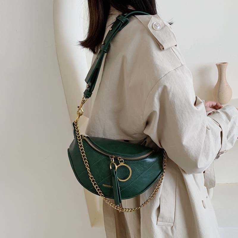 Leather Fanny Pack for Women: Stylish Chain Fashion Zipper Banana Crossbody Bum Bag, 2024 dh5727163