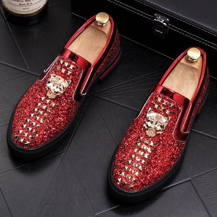 New Luxury Men's Fashion Casual Shoes Gold red Glitter Leisure Slip on Rivets Loafers Shoes Man Party Weeding Dress Shoe EUR 38-44, Black
New Luxury Men's Fashion Casual Shoes Gold red Glitter Leisure Slip on Rivets Loafers Shoes Man Party Weeding Dress Shoe EUR 38-44, Black